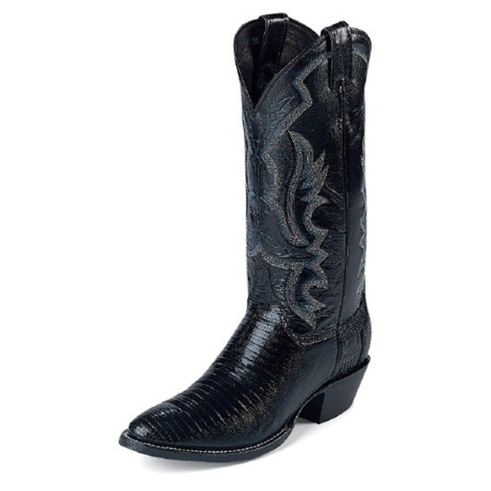 Justin Vintage Lizard Western Boots Black Exotic Lizard Size 10 D Men's